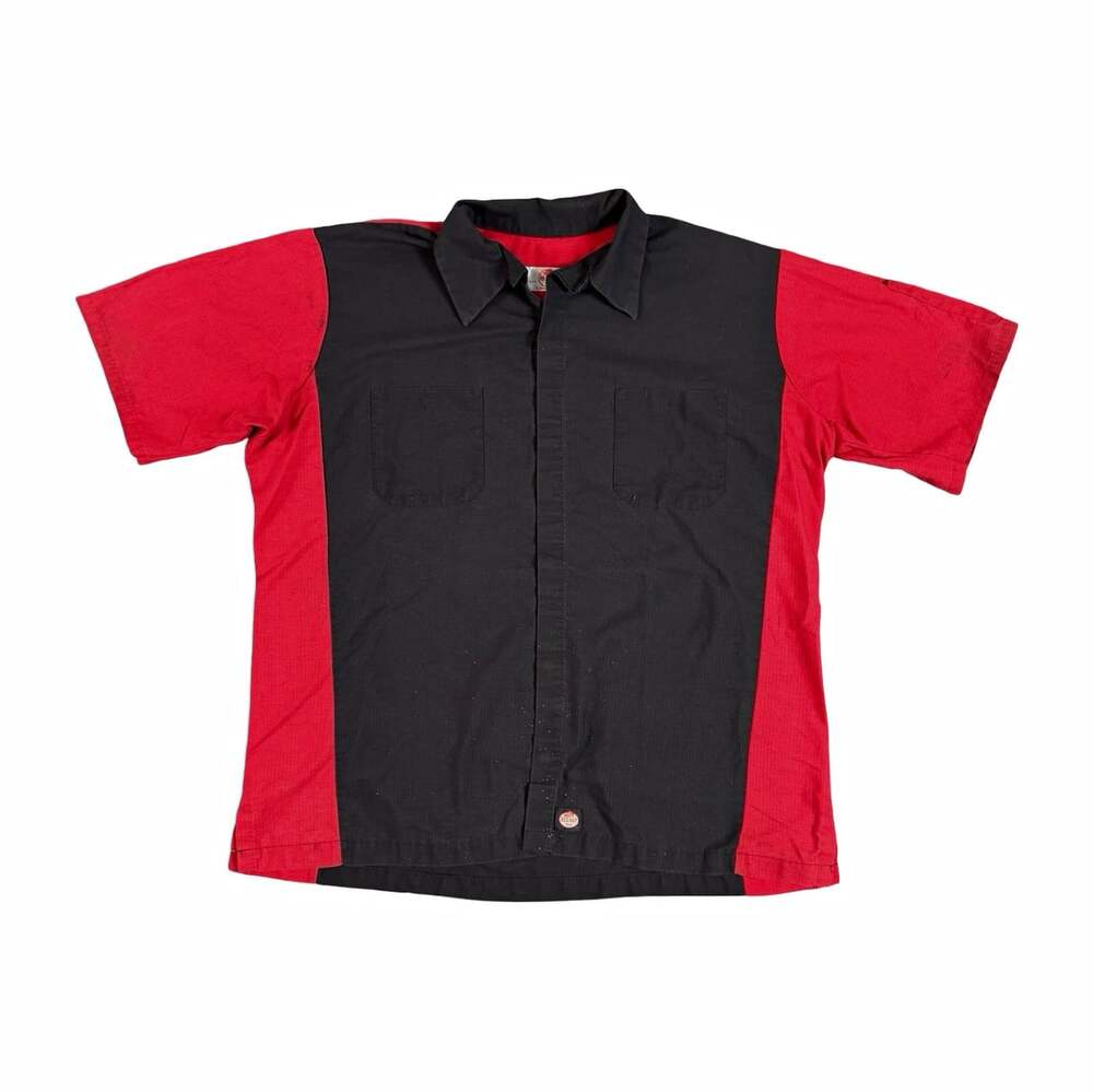 Vintage Red Kap SY20RB2 Men’s Colorblock Button Front Work Shirt Pockets Size XL